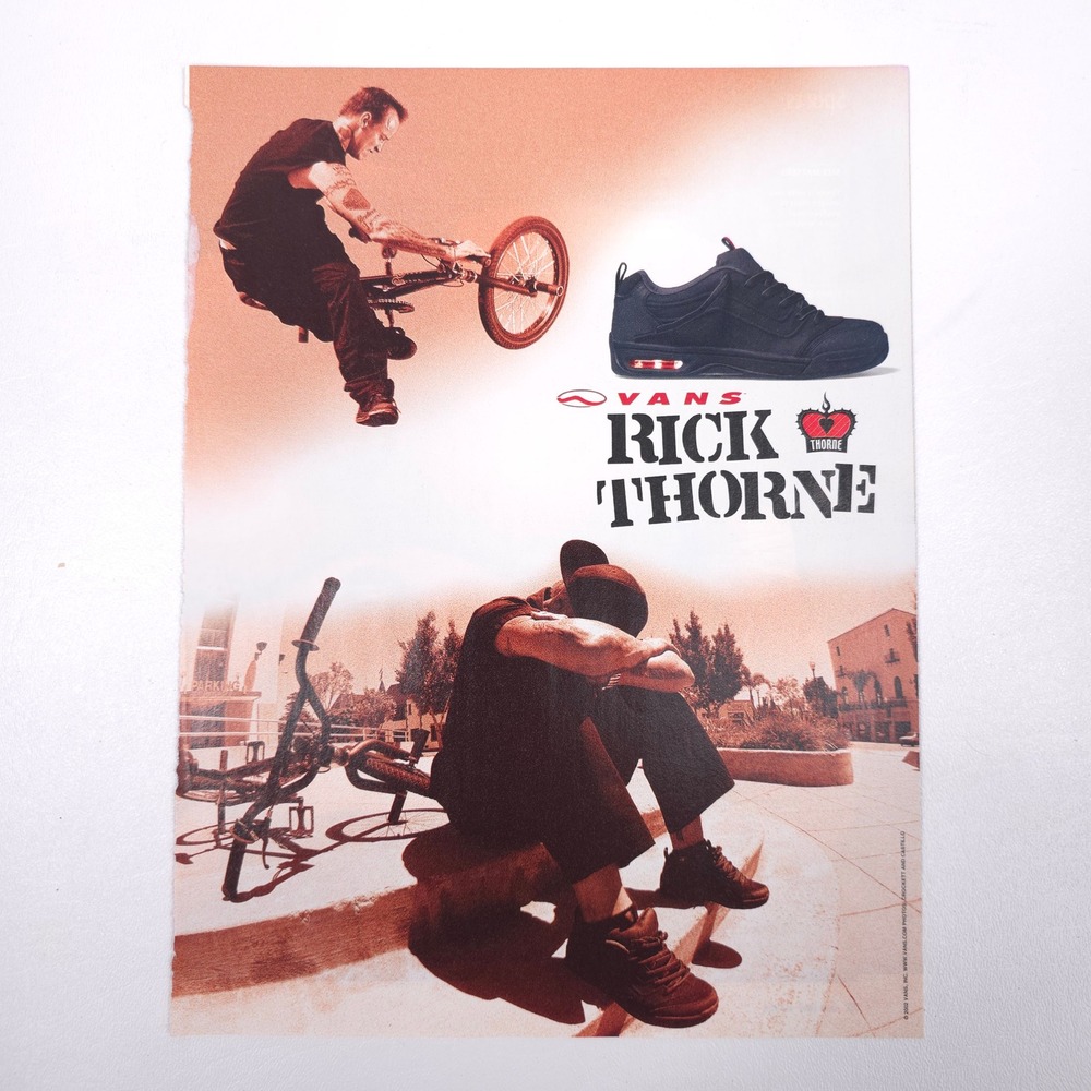 Vintage Vans Rick Thorne BMX Print Ad Skate Sneaker Extreme Sports Advertising